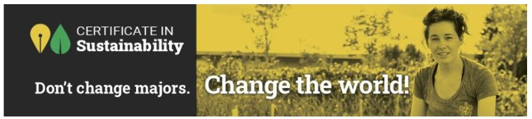 Screenshot highlighting the U of A's certificate of sustainability program which you can do without switching majors